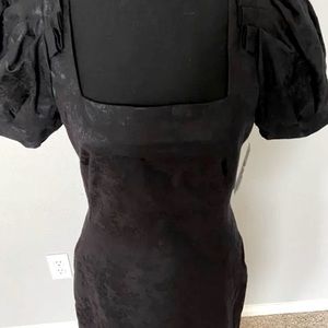 Antonio Melani “Kaylee” Jacquard Puff Sleeve Dress – Shimmering Forest – Size 14